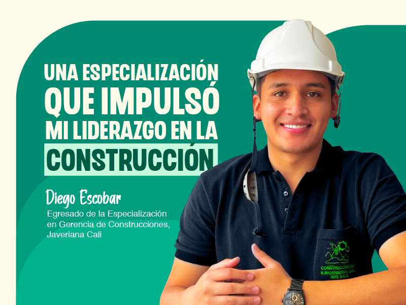 “Desde que me gradué como ingeniero civil tuve claro que quería ir más allá de lo técnico. Mi motivación era fortalecer mis habilidades de liderazgo y gestión para dirigir proyectos de impacto en mi región. Elegí la especialización porque sabía que me daría las herramientas necesarias para emprender y consolidar mi empresa.” Sobre su paso por la especialización, Diego resalta: “Lo más valioso fue comprender que la ingeniería no solo es cálculo y diseño, también es gestión de personas, recursos y tiempo. Me enseñó a tomar decisiones estratégicas y a liderar equipos de manera efectiva.” Hoy es gerente de Construcciones e Ingeniería del Sur, empresa que fundó en 2022, y en la que aplica lo aprendido: “En cada proyecto uso los conocimientos de planeación, costos, normatividad y gestión de calidad que adquirí en la especialización. Gracias a eso hemos desarrollado con éxito más de 15 estaciones de servicio en Nariño, Cauca y Putumayo.” Su elección por la Javeriana Cali estuvo marcada por la confianza en la institución: “La escogí porque fue también mi casa en el pregrado. Conozco la calidad académica, el compromiso de los docentes y la formación integral que ofrece. Siempre se ha caracterizado por contar con los mejores profesores y profesionales en su área, líderes con gran experiencia que transmiten conocimiento y visión. Eso me dio la seguridad de que recibiría una formación de excelencia.” A quienes están pensando en seguir este camino, les deja un mensaje claro: “Anímense, porque esta especialización es una inversión en sí mismos. Te abre la mente a nuevas formas de liderar y te prepara para asumir proyectos con confianza. Si sueñas con emprender o dirigir grandes obras, esta formación puede ser ese impulso que marque la diferencia.”