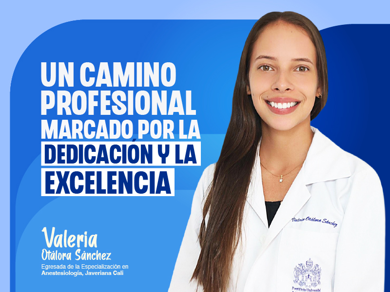 “La Anestesiología era un mundo completamente desconocido para mí hasta que llegué a mi rotación en noveno semestre de medicina y fue un click inmediato.” Sobre lo que la motivó a elegir esta especialización, Valeria comparte: “En mi familia no hay médicos y a mí nunca me han operado, por ende la Anestesiología era un mundo completamente desconocido para mí hasta que llegué a mi rotación en noveno semestre de medicina y fue un click inmediato. Integrar farmacología y fisiología, que fueron mis materias favoritas al inicio de la carrera, me pareció muy especial y además tuve la fortuna de tener unos profesores admirables en todo sentido. Cuando pasé por ahí supe que quería hacer eso como especialidad.” Sobre su experiencia profesional actual, señala: “Actualmente trabajo en la clínica Desa y en la clínica Sebastián de Belalcázar, que fue uno de mis sitios de formación. Creo que el poder contar con diferentes escenarios de rotación te permite dejar una carta de presentación para el futuro. Adicionalmente, por los buenos resultados académicos y las referencias creadas a lo largo de esos 3 años, te empiezan a llamar con diferentes ofertas laborales y eso ha sido una enorme fortuna.” Sobre el aprendizaje más valioso que le dejó la especialización, resalta: “Que no solo el trabajo sino la vida en general es más fácil y amena cuando se trabaja en equipo y se es amable siempre. Y que el verdadero sentido de responsabilidad con lo que hacemos marca la diferencia en los resultados de nuestro trabajo.” Sobre estudiar en la Javeriana Cali, afirma: “Es el lugar de donde egresé como médica, es mi alma mater, apenas se abrió la especialidad encabezada por uno de mis profes referentes quise hacer parte de ese proyecto y tuve la enorme suerte de ser parte de la primera cohorte de anestesiólogos Javerianos en Cali.” A quienes consideran esta especialización, les dice: “Que sean exageradamente responsables, dedicados y amables siempre, eso los hará anestesiólogos excelentes.”